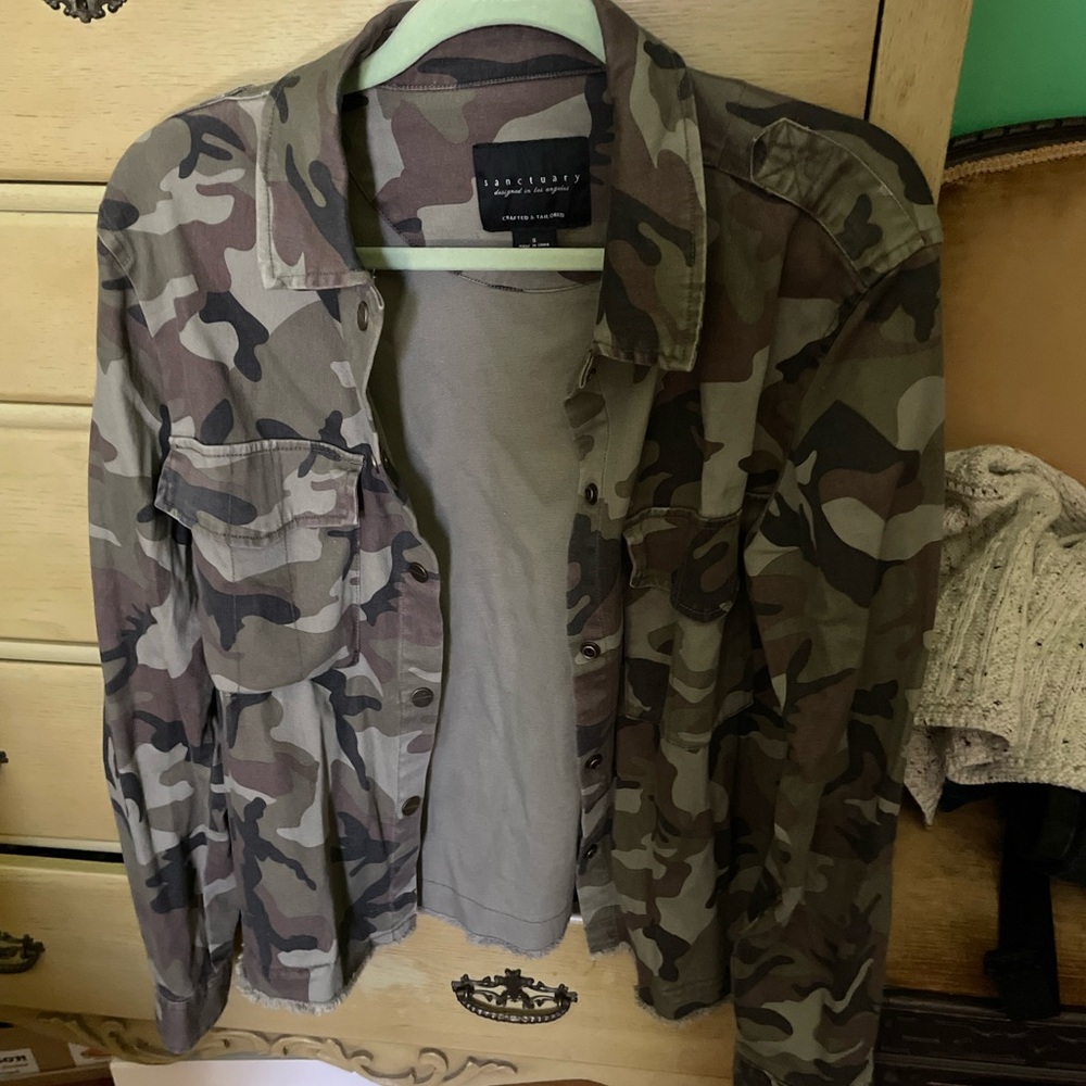 Sanctuary Green Utility Jacket Lightweight Military Style